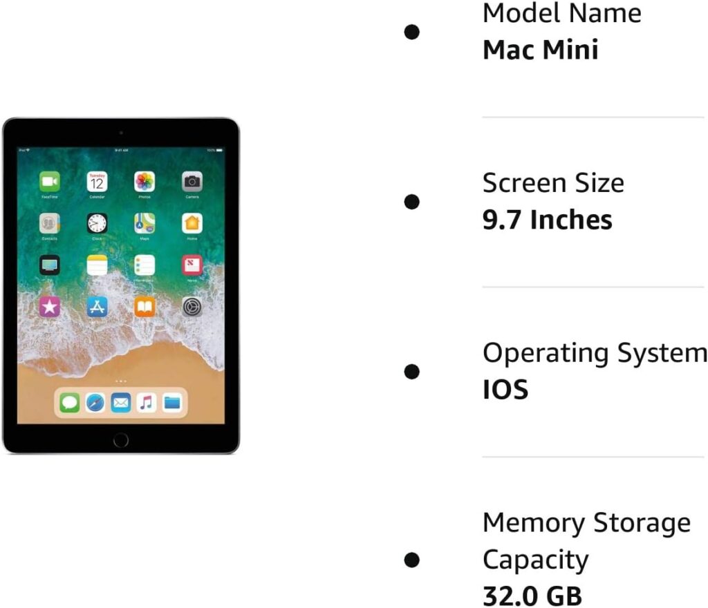 Apple iPad 9.7-inch Retina Display with WIFI, 32GB, Touch ID, 2017 Mode - Space Gray (Renewed)