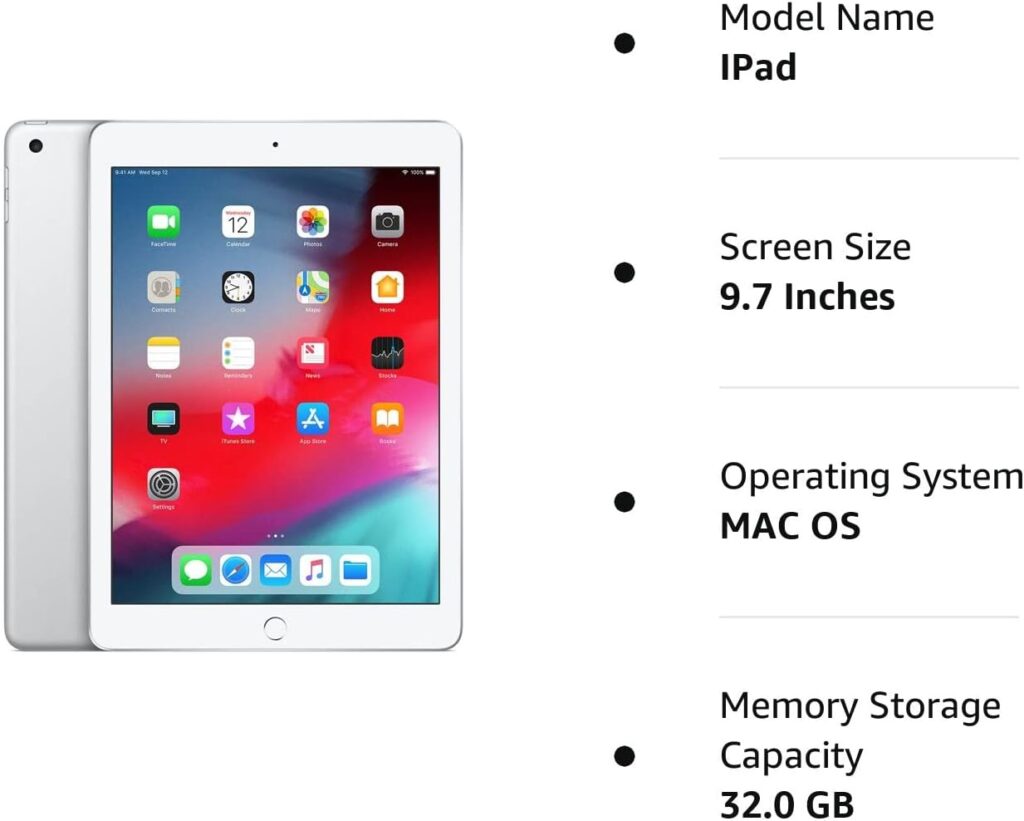 Apple iPad 9.7in 6th Generation WiFi + Cellular (32GB, Silver) (Renewed)