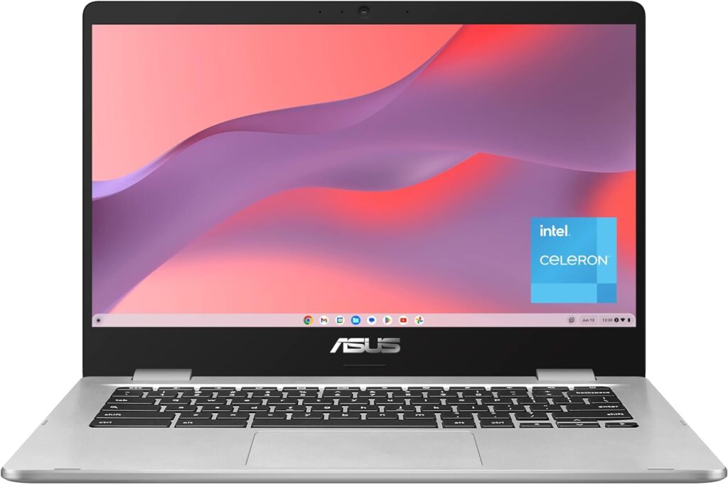ASUS C424MA-AS48F Chromebook C424, 14.0 180 Degree FHD NanoEdge Display, Intel Dual Core Celeron Processor, 4GB LPDDR4 RAM, 128GB Storage, Silver Color, C424MA-AS48F