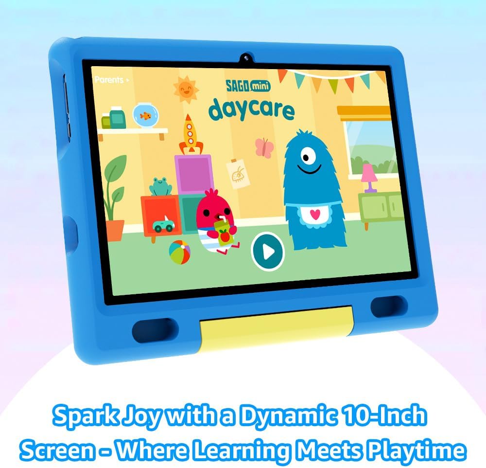 Maxsignage 10 Android 13 Kids Tablet,Ages 6-12 Tablet for Kids, Quad-Core, Shockproof Case  Stand, 32GB Storage, HD Display, 2MP Camera, Extended Battery, Parental Controls, Learning  Play