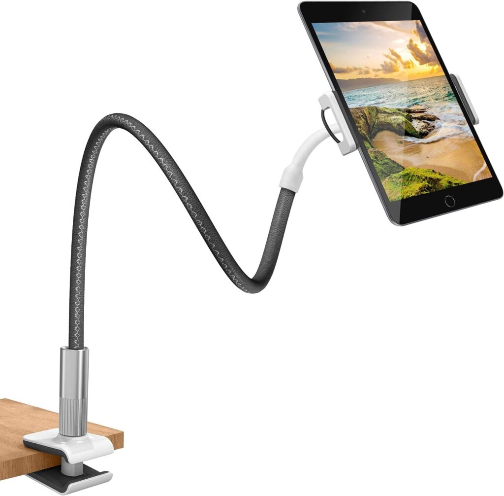 Purely Gooseneck Phone  Tablet Holder Deluxe | 39” Flexible Arm, Clip Mount 4 to 12.9 Devices - Compatible with iPhone, iPad, Galaxy Tab - Desk, Bedside, Headboard Stand