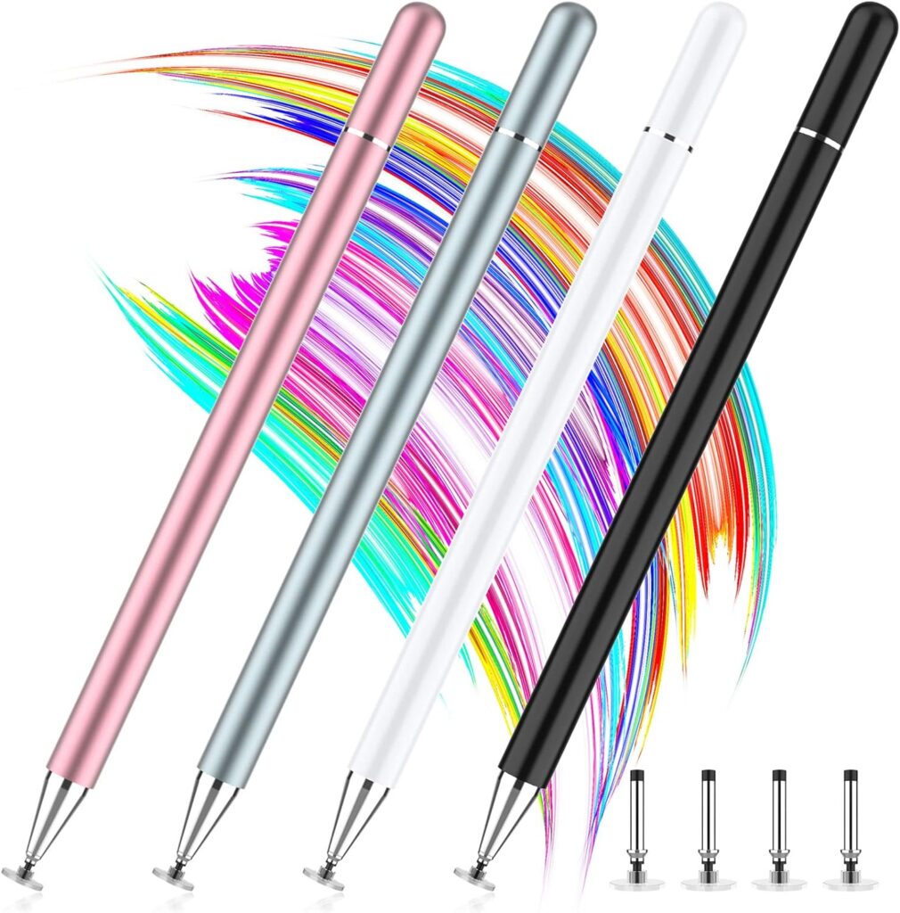 Stylus Pens for Touch Screen, 4 Pack Disc Universal Stylus Pen for iPad pro/iPhone/Android Tablets and All Capacitive Touch Screens (Black/White/Grey/Rosegold)
