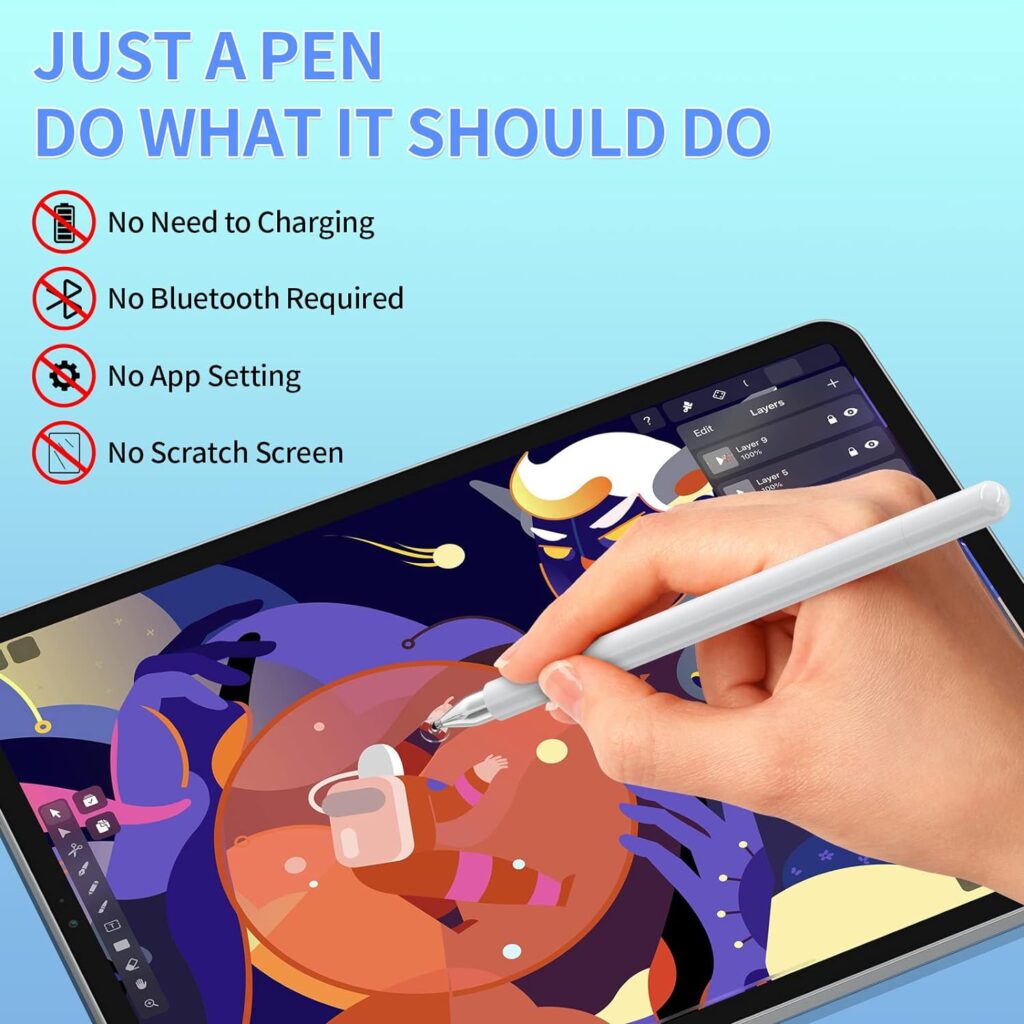 Stylus Pens for Touch Screens(4 Pcs), Capacitive 2 in 1 High Sensitivity  Precision Stylus Pen for iPad, Universal Tip Stylus Compatible with iPhone (White/Black/Rose/Dark Blue)