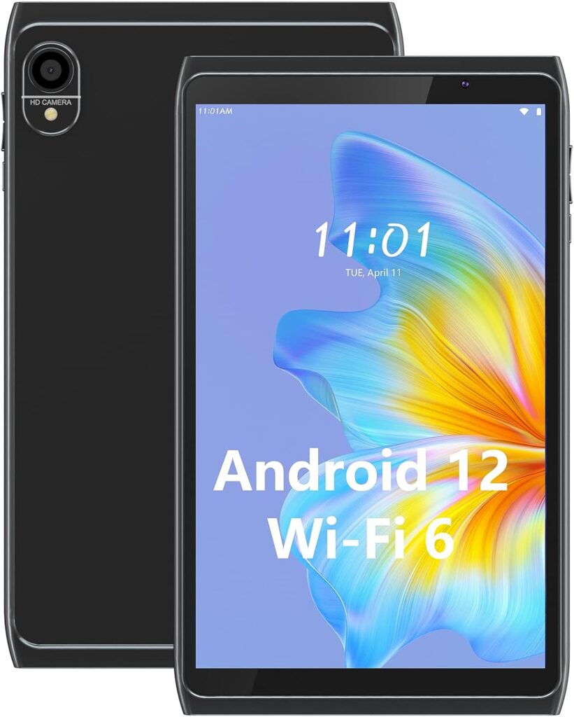 Tablet Android 12 Tablets 8 inch, WiFi 6 Tablet Computer 2GB RAM 32GB ROM, 1280x800 IPS Touch Screen, 2+8MP Dual Camera, 4300mAh Battery, Google GMS Certified Tablet PC, Black