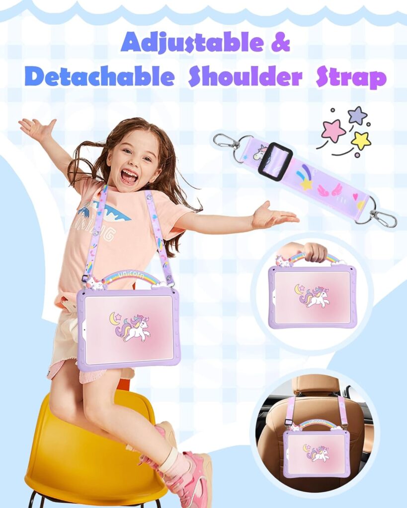 Wazzasoft for iPad Mini 6th Generation Case, for iPad Mini 6 Case 8.3 Inch for Girls Cute Girly Cartoon Kawaii Pretty 3D Design Cover with Stand  Strap Unique Women Teens Funda for Apple Mini 6 2021