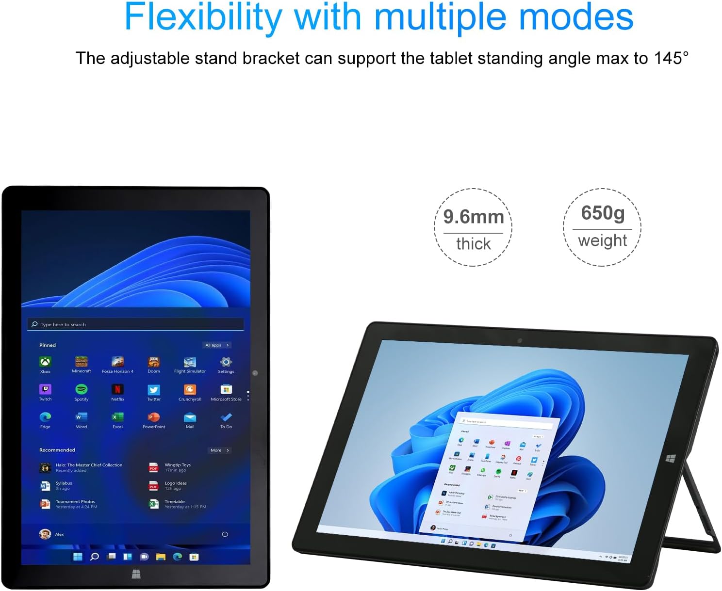 AWOW Windows Tablet 8GB Memory 128GB Storage, 10.1 Inch Touchscreen, Intel Celeron N3450, WiFi, Bluetooth, USB3.0, HDMI, Dual Cameras, Windows 11 Tablet PC