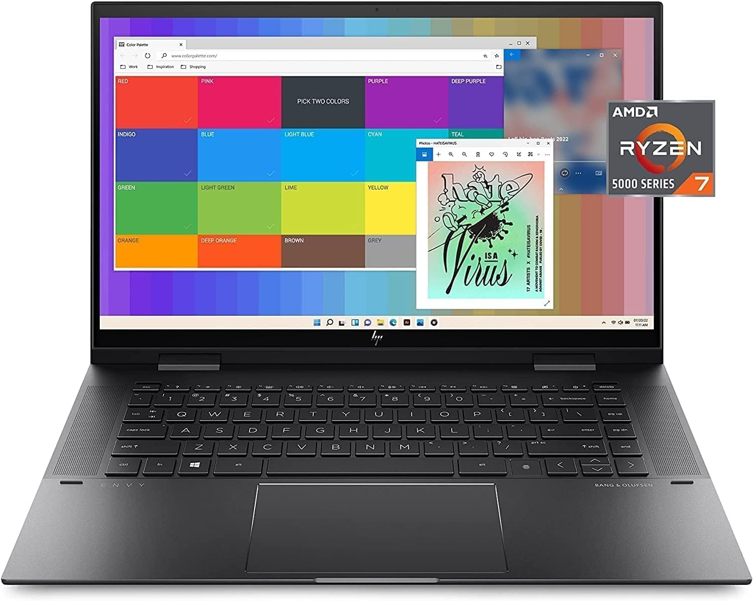 HP 2023 Newest Envy x360 2-in-1 Convertible Laptop, 15.6 FHD Touchscreen Display, AMD Ryzen 7 5825U Processor, 16GB RAM, 512GB SSD, AMD Radeon Graphics, Bluetooth, Webcam, Windows 11 Home, Black