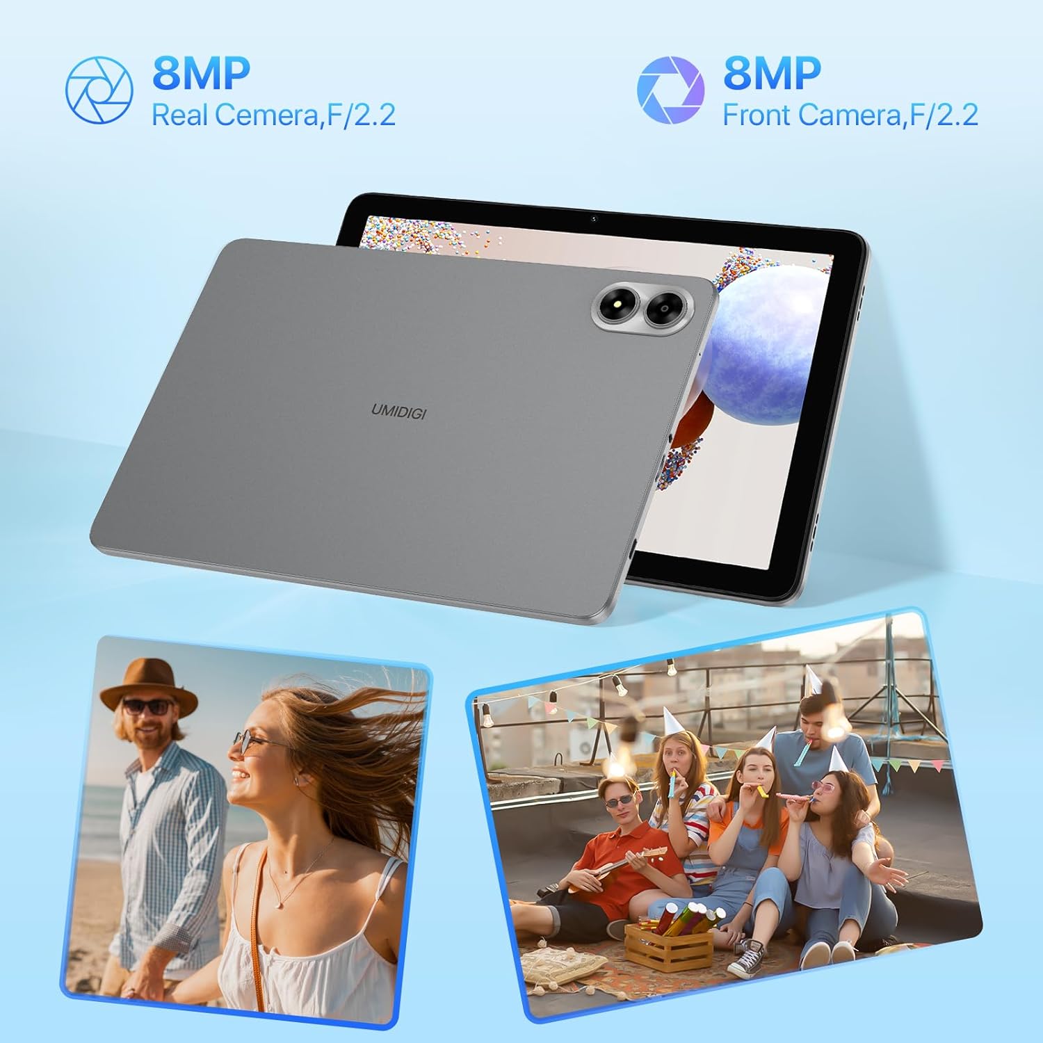 UMIDIGI G1 Tab Android 13 Tablet 2024, 8（4+4） GB+64GB 1TB Expand, Wi-Fi 6 Model, 10.1 inch Tablet with Quad-Core Processor up to 2.0 GHz, 6000mAh, Dual Camera, BT, 1280 * 800 FHD IPS Touch Screen