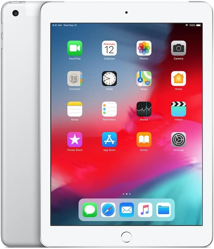 Apple iPad 9.7in 6th Generation WiFi + Cellular (128GB, Silver) (Renewed)