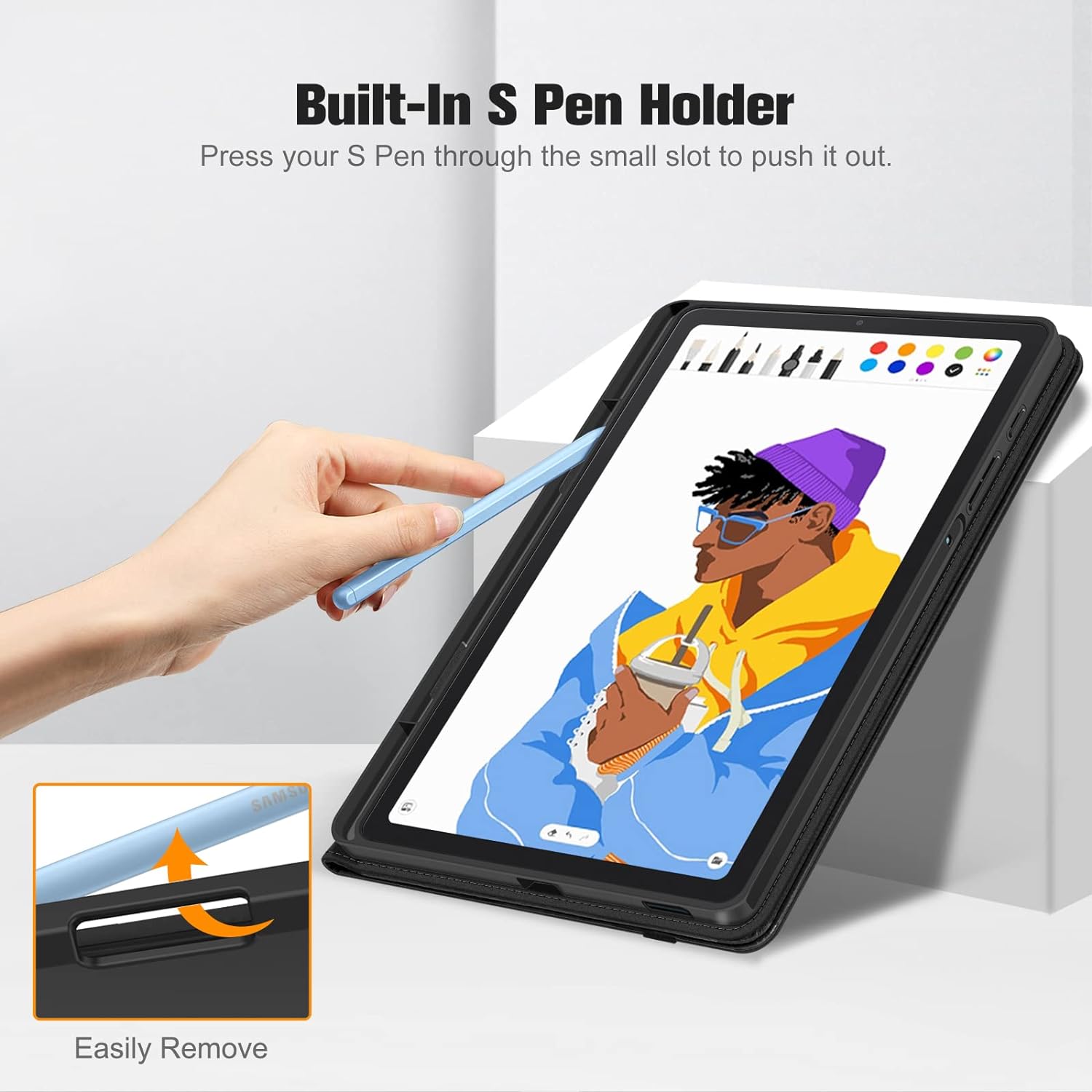 Fintie Case for Samsung Galaxy Tab S6 Lite 10.4 Inch 2022/2020 Model (SM-P610/P613/P615/P619) with S Pen Holder, Multi-Angle Viewing Soft TPU Back Cover with Pocket Auto Wake/Sleep, Black