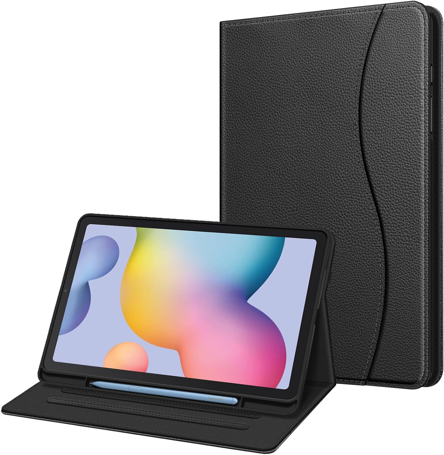 Fintie Case for Samsung Galaxy Tab S6 Lite 10.4 Inch 2022/2020 Model (SM-P610/P613/P615/P619) with S Pen Holder, Multi-Angle Viewing Soft TPU Back Cover with Pocket Auto Wake/Sleep, Black