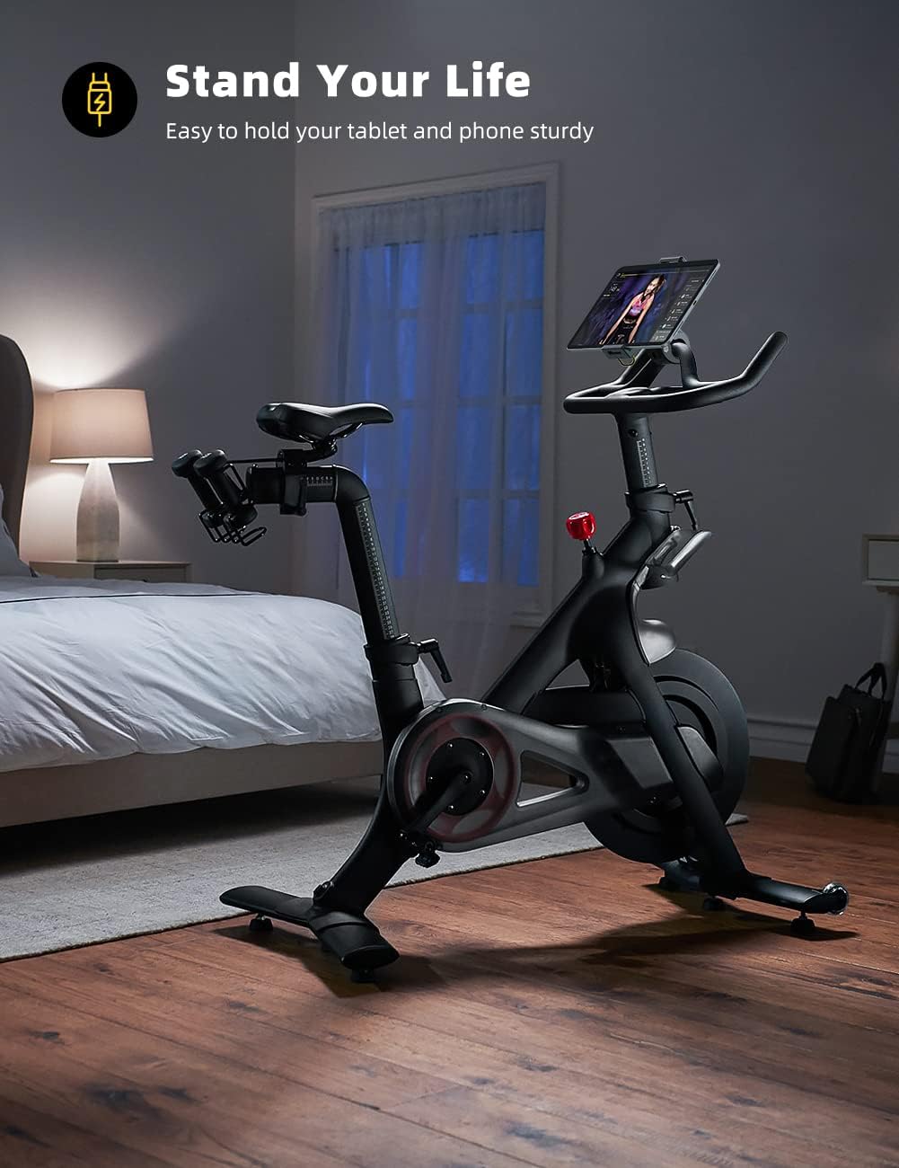 Lamicall Tablet Holder for Spin Bike Tablet Mount Clamp for Indoor Bike Peloton, Treadmill, Exercise Bicycle Clamp for iPad Pro/Air/Mini and 4.7-12.9 Tablet