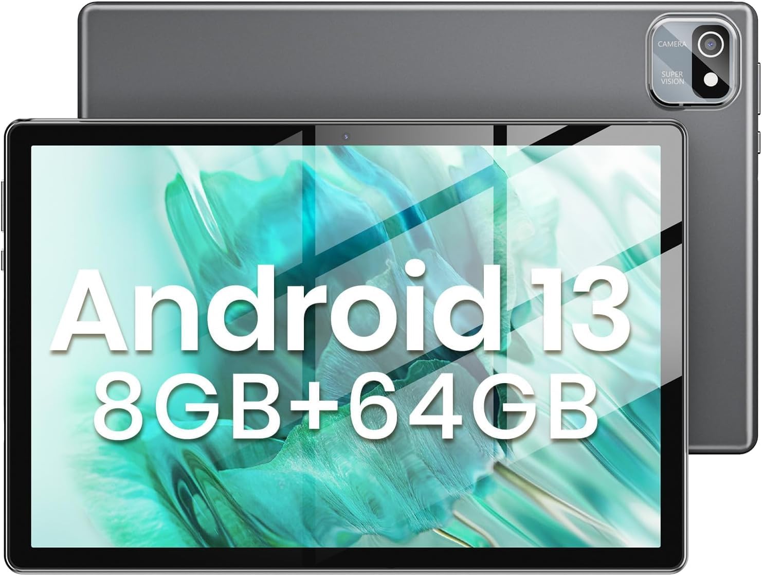 Android 13 Tablet 2024, 8GB+64GB 1TB Expand 10 Inch Android Tablet Computer with, 7000mAh Battery, 2.4G+5G Wi-Fi 6, 2MP+8MP Dual Camera, Bluetooth, 1280 * 800 FHD IPS Touch Screen