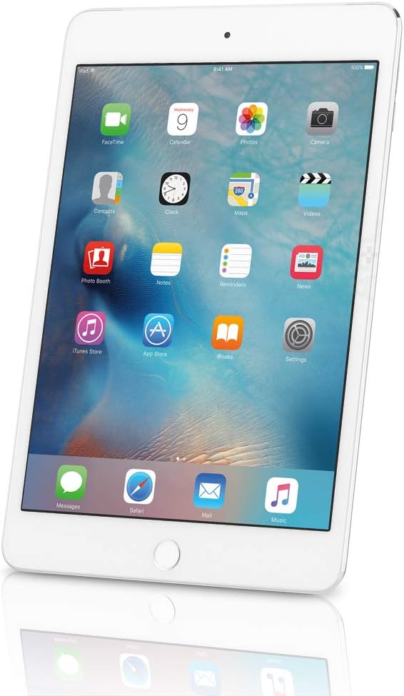 Apple iPad Mini 4, 128GB, Silver - WiFi + Cellular (Renewed)