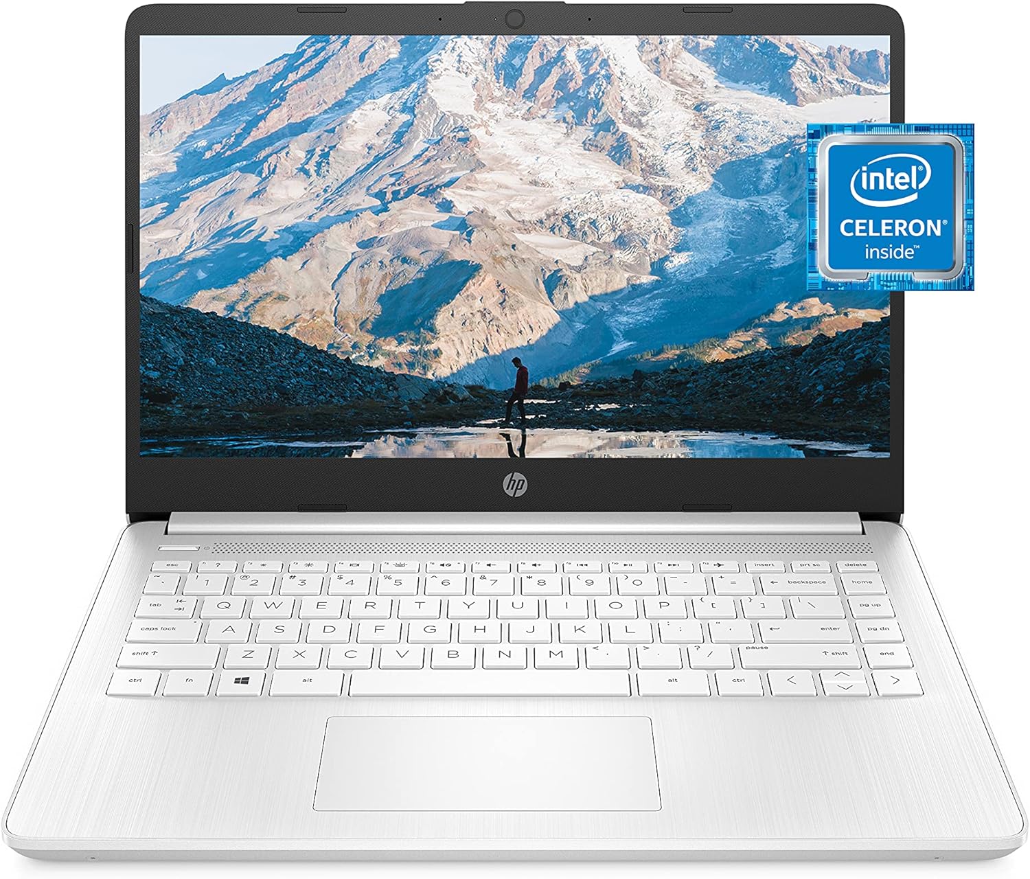 HP 14 Laptop, Intel Celeron N4020, 4 GB RAM, 64 GB Storage, 14-inch Micro-edge HD Display, Windows 11 Home, Thin  Portable, 4K Graphics, One Year of Microsoft 365 (14-dq0040nr, Snowflake White)