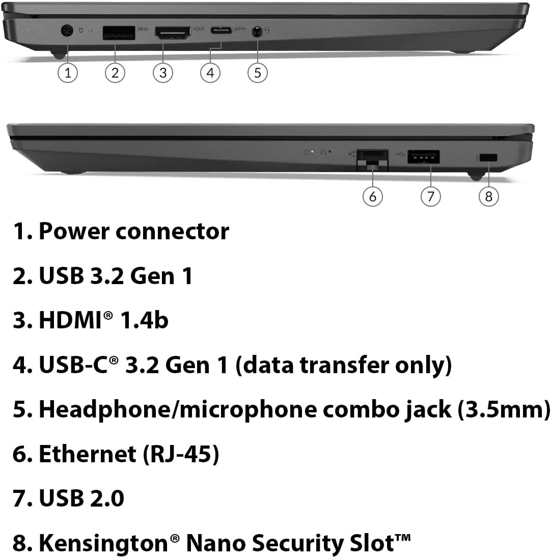 Lenovo V15 G2 Laptop, 15.6 FHD Display, Free Microsoft Office 2021 with Lifetime License, Dual-core Intel Celeron N4500, 8GB RAM, 256GB SSD, 6.5 Hours Battery Life, Windows 11 Pro, Black