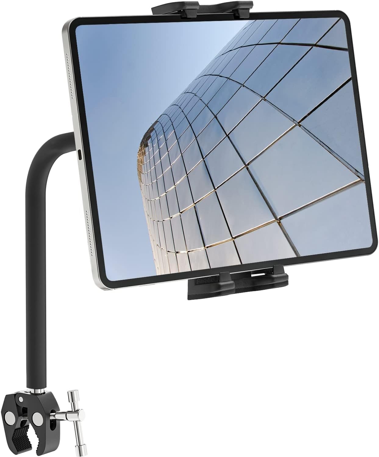 BAISHUN Gooseneck Tablet Holder for Exercise Bike - Long Arm Flexible Treadmill Spin Stand Mount Compatible with iPad Pro Mini 4.7-12.9 Tablets Cellphones