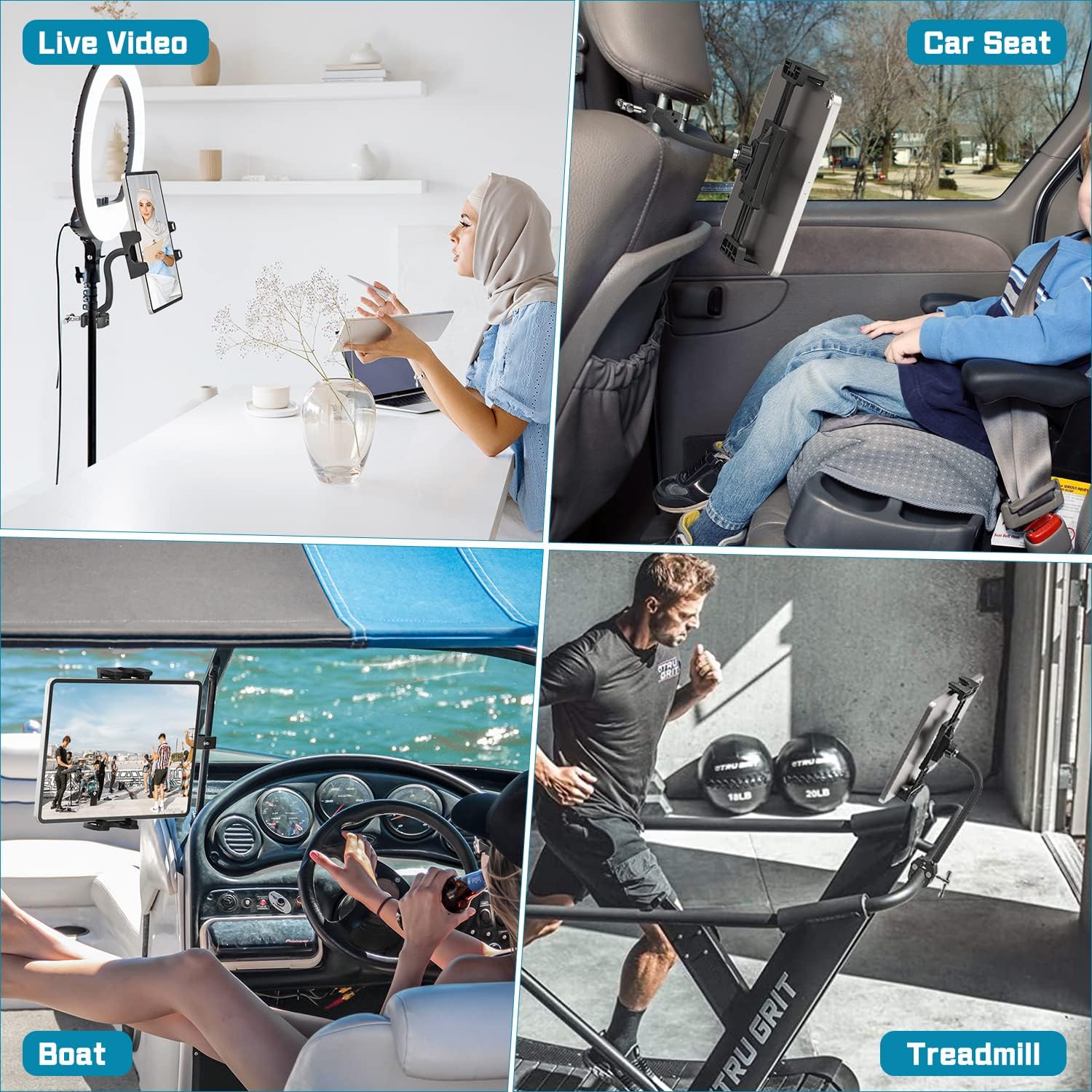 BAISHUN Gooseneck Tablet Holder for Exercise Bike - Long Arm Flexible Treadmill Spin Stand Mount Compatible with iPad Pro Mini 4.7-12.9 Tablets Cellphones