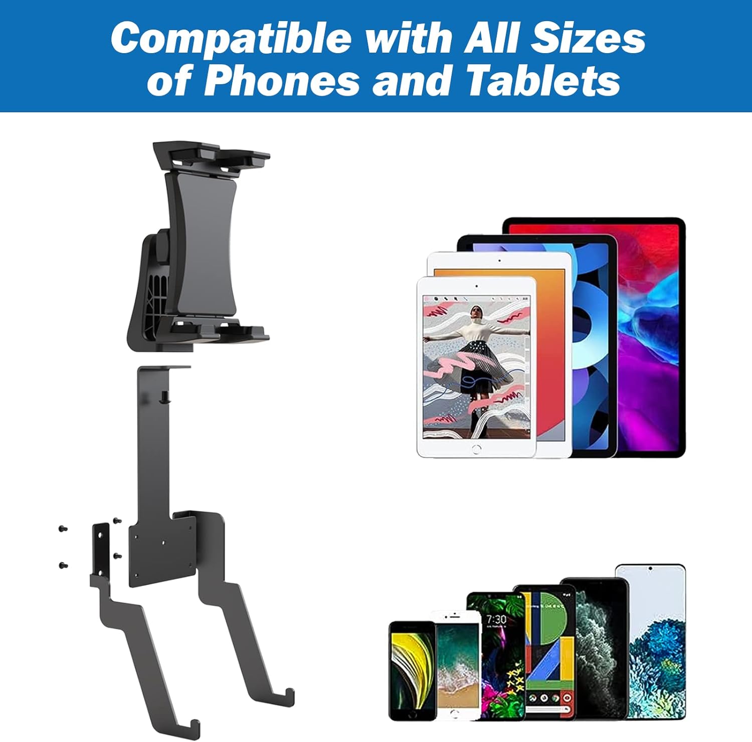 JISHAHS Phone  Tablet Holder for Concept 2 Rowing Machine PM5 Monitor, All-in-One Tablet Mount for C2 Rower Suitable for Tablets  Phones  iPad for Any Screen Size, Compatible with PM5 ONLY