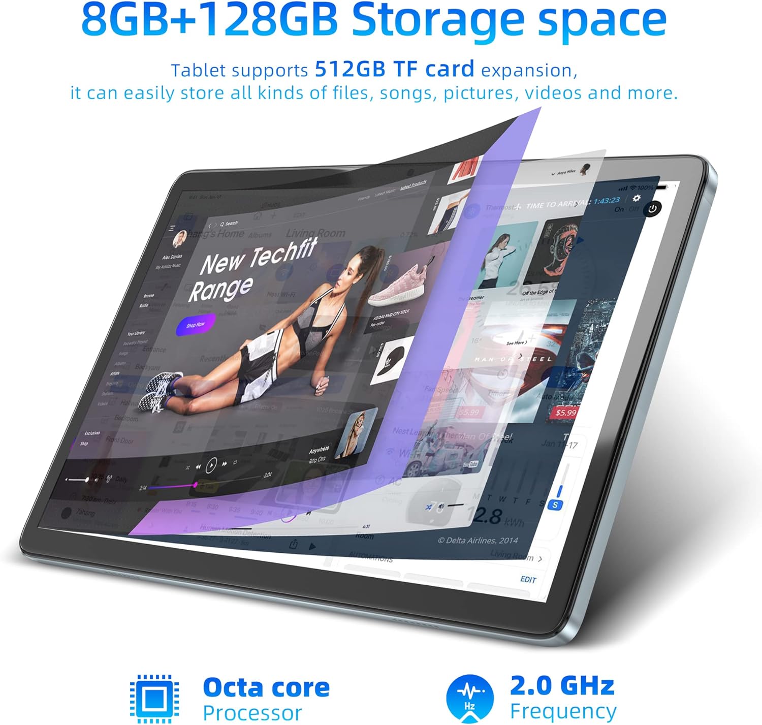 jumper Tablet, 10 Inch 8GB RAM 128GB Storage Android Tablets, Octa-Core Processor, FHD 1200x1920 Pixels Display, 5MP+13MP Camera, 5G WiFi, Bluetooth 5.0, USB Type-C, 6000mAh Battery, GPS.