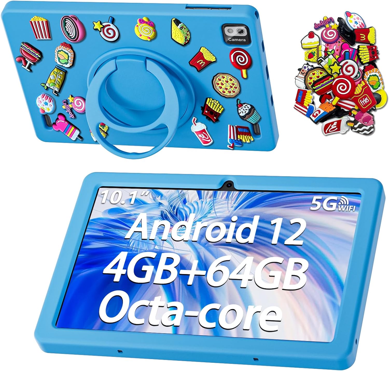 SGIN 10 Inch Tablet, 4GB RAM 64GB ROM, Android 12 Tablet with Case, Octa-Core 2.0Ghz Processor, 1280 * 800 IPS, 2MP+5MP Camera, 6000mAh, GPS, WiFi, Bluetooth (Blue)