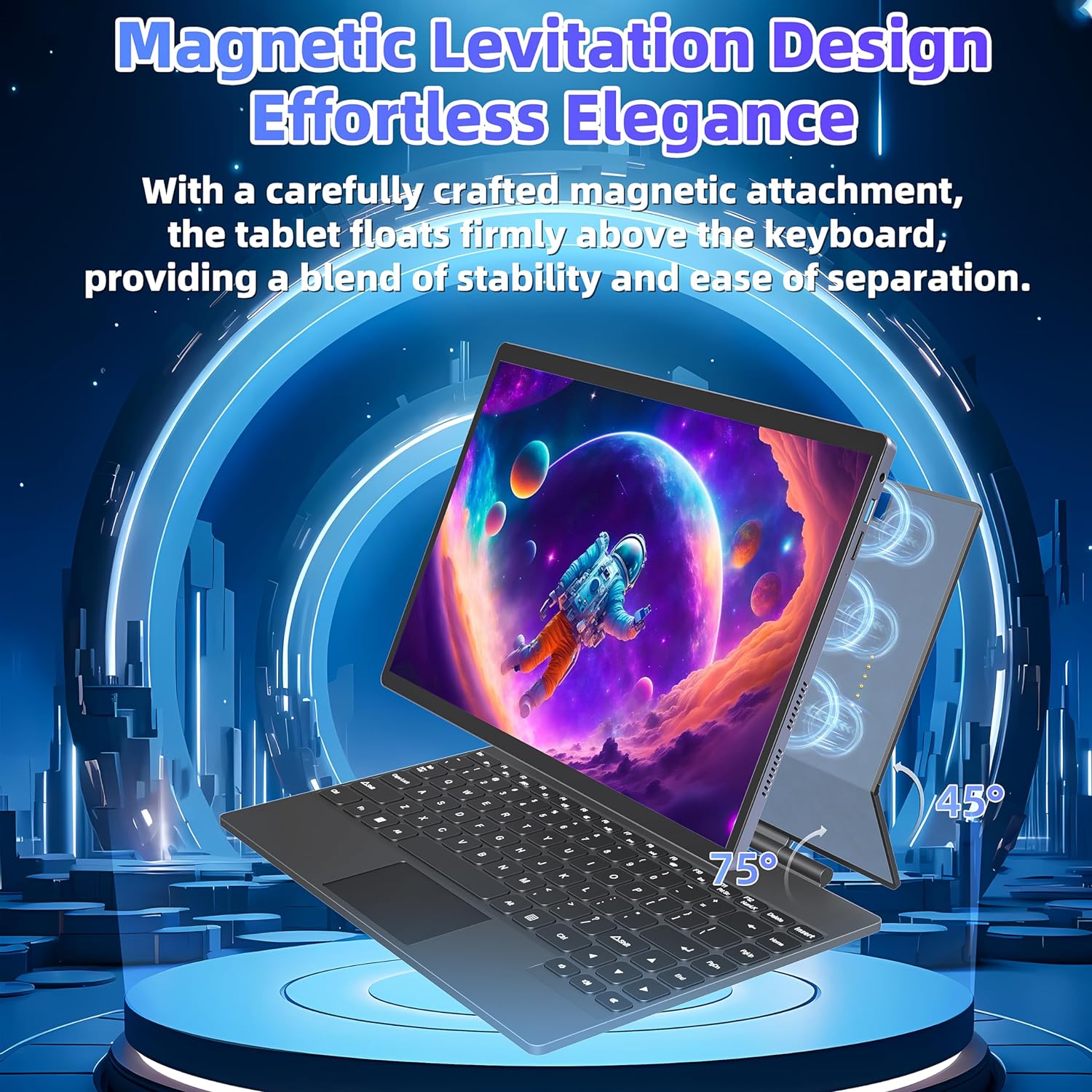 2-in-1 Laptop Convertible Tablet with Win 11/Office 2019, 14 2.2K TouchScreen, Magnetic Suspension Keyboard, 12th Alder Lake-N95, 16GB RAM, 1TB SSD, Webcam, Cooling Fan, Type-C (16G+1T)