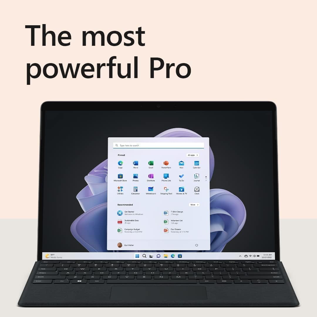 Microsoft Surface Pro 9-12 Tablet and Laptop Computer with Windows 11 Professional, i5-1245U 10 Core, 16GB RAM, 256GB SSD, 2880 x 1920 Intel Iris Xe, Ideal for Gaming, Graphite QIA-00019