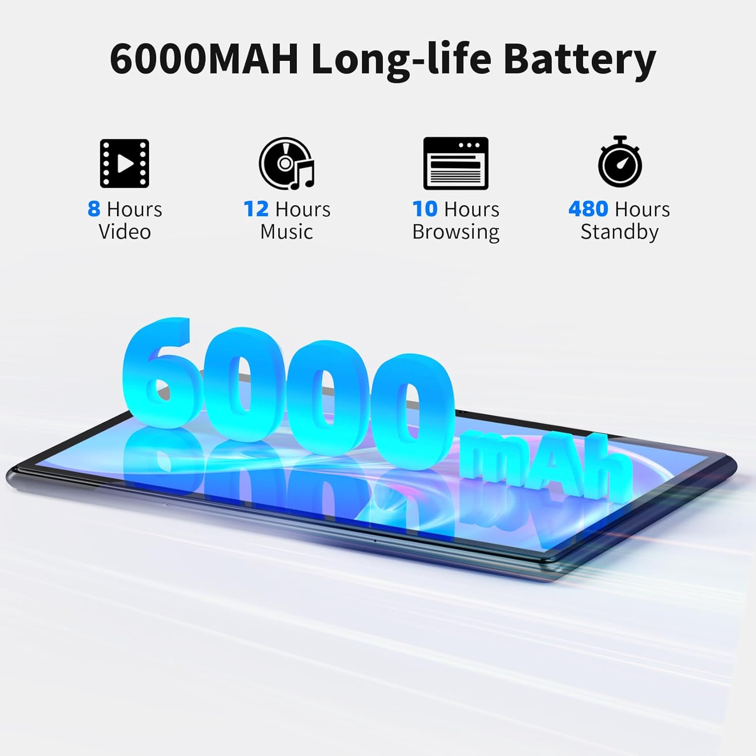 SGIN Android 12 Tablet 8GB RAM 128GB ROM, 10.1 Inch 1280 * 800 HD IPS Tablets with MTK Octa-Core 2.0Ghz, 5MP+8MP Camera, WiFi, Bluetooth, 6000mAh