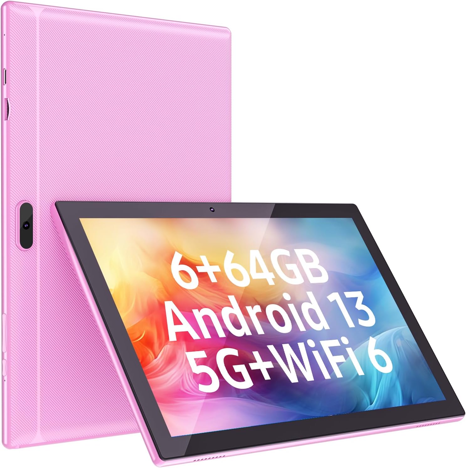YQSAVIOR 10 inch Tablet, Android 13 Tablet PC, 6GB RAM 64GB ROM Tablets, 2.0GHz Processor, 1280×800 HD IPS Screen, Bluetooth, Dual Camera, Dual Speaker, WiFi 6 Tablet Computer 6000 mAh, Pink