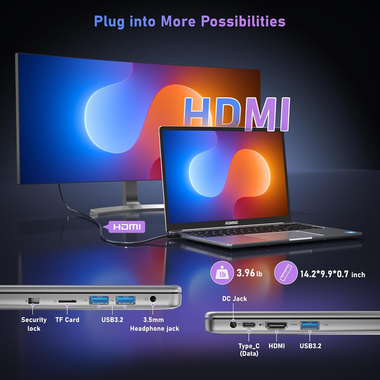 ACEMAGIC 16 inch Laptop Computer, Windows 11 Laptop with N95 Processor, 16GB DDR4 512GB SSD, Metal Shell, FHD 1920 * 1200P, WiFi, BT5.0, Type_C,38Wh Battery