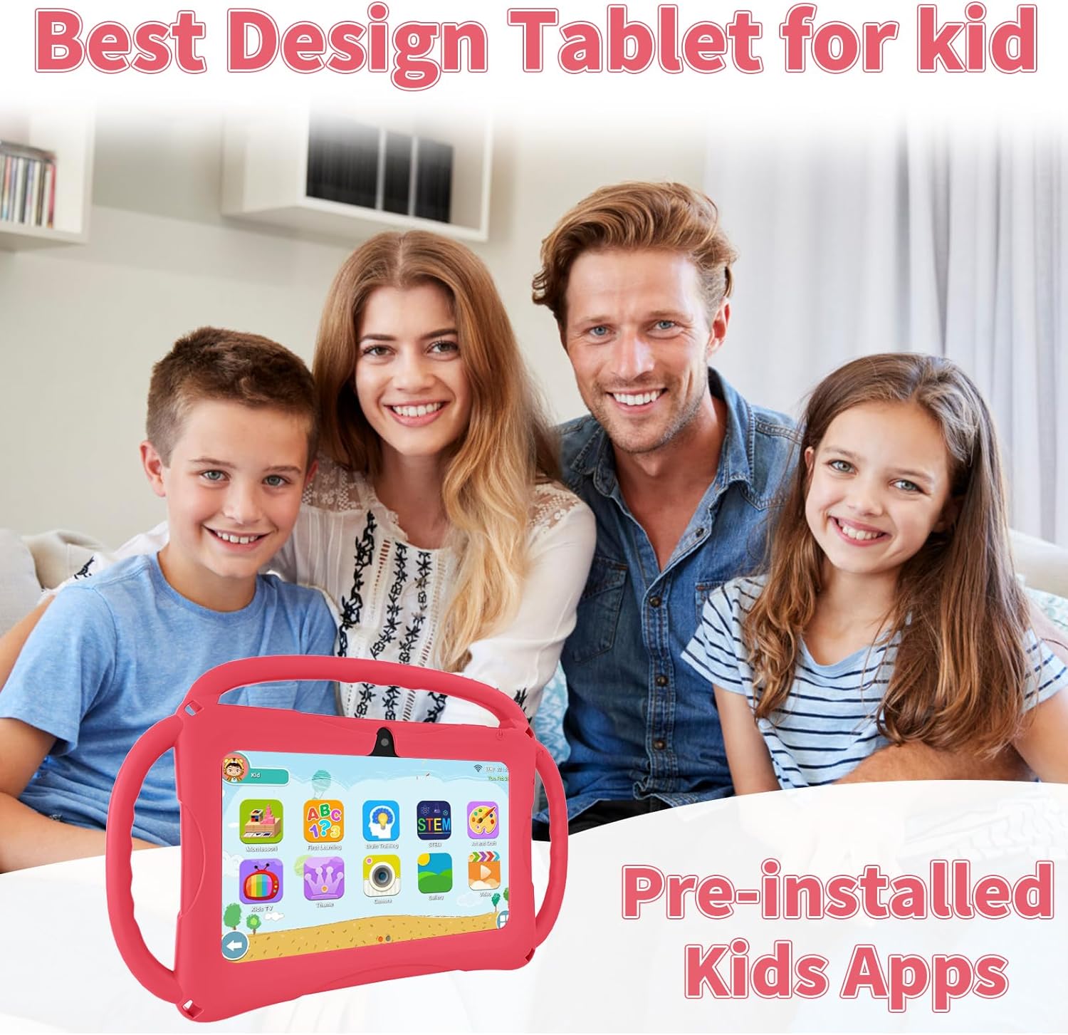 Kids Tablet, 7 inch Tablet for Kids 6GB(2+4) RAM 32GB ROM Android Toddler Tablet with Bluetooth, WiFi, GMS, Parental Control, Dual Camera, Shockproof Case, Educational (Purple)