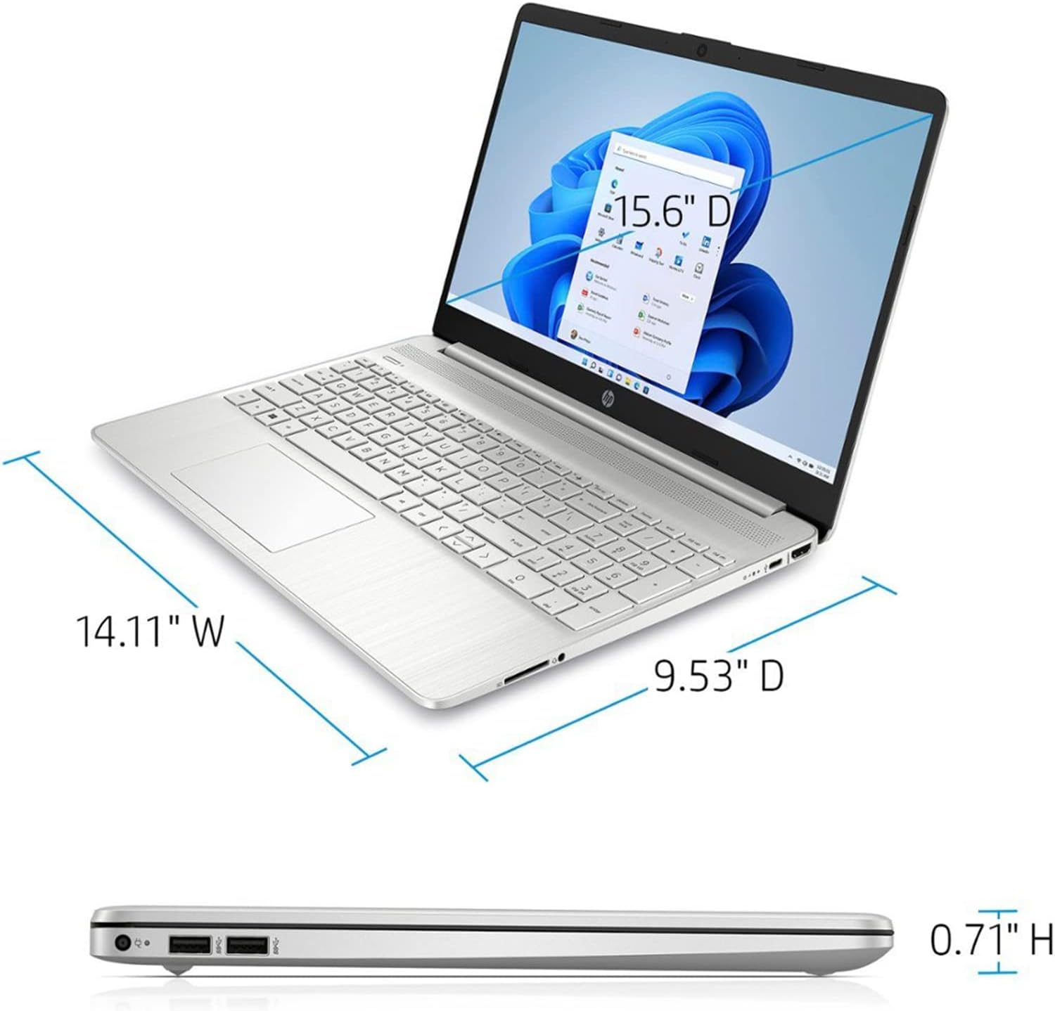 HP Notebook Laptop, 15.6 HD Touchscreen, Intel Core i3-1115G4 Processor, 32GB RAM, 1TB PCIe SSD, Webcam, Type-C, HDMI, SD Card Reader, Wi-Fi, Windows 11 Home, Silver