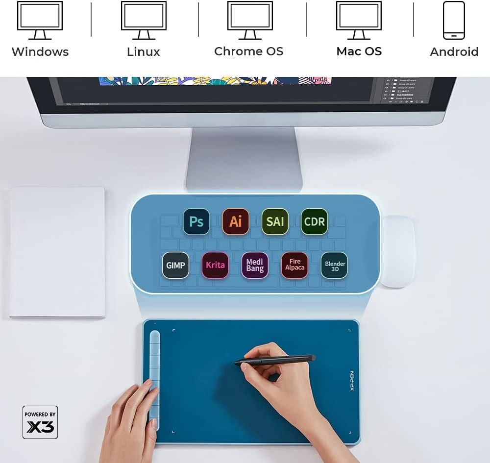 XPPen Deco LW Wireless Drawing Tablet- 10x6 Bluetooth Graphic Tablet with Battery-Free X3 Digital Stylus Wireless Drawing PAD Compatible with Chrome, Windows 11, Linux, Mac, and Android (Green)