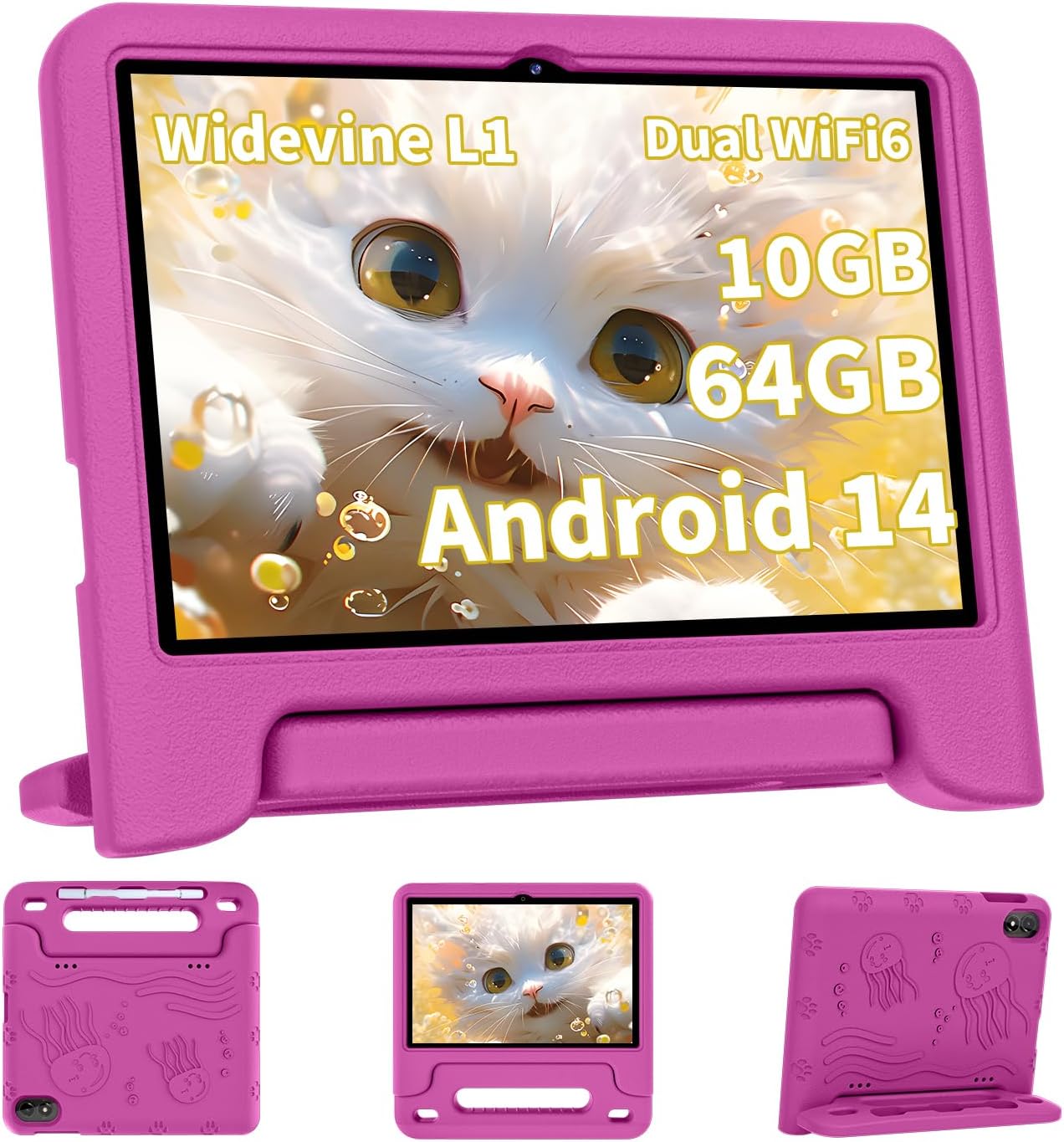 2025 Upgraded Android 14 Tablet, 10inch Kids Tablet , Octa-core CPU, 10GB+64GB+1TB Expand Tablets for Kids with Kids Space, Parental Control, 6000mAh Big Battery, HD Touchscreen Display Tableta
