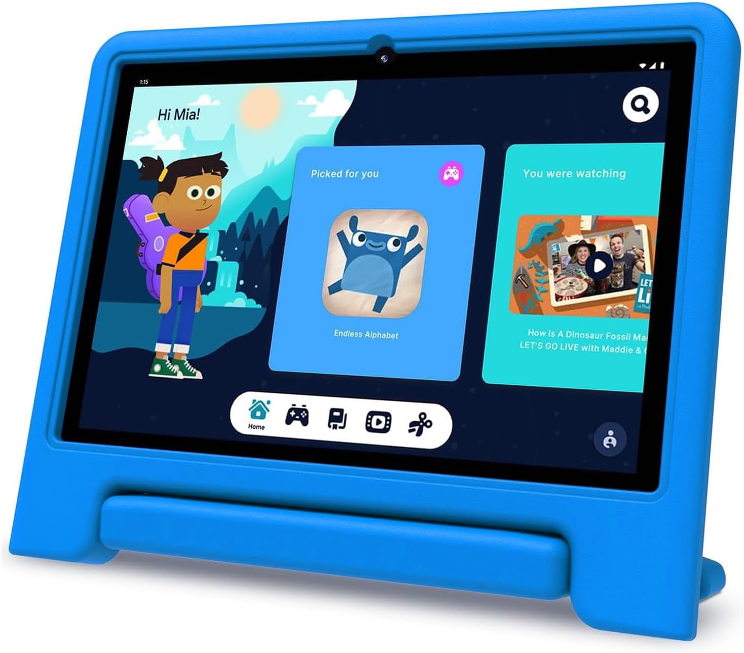 ApoloSign Tablet for Kids, Android 13 Kids Tablet with Case Included, Bright 10.1-Inch HD Screen, Pre-Installed Educational Apps, Parental Controls, 32 GB, Ideal Gifts for Children (Sea Blue)