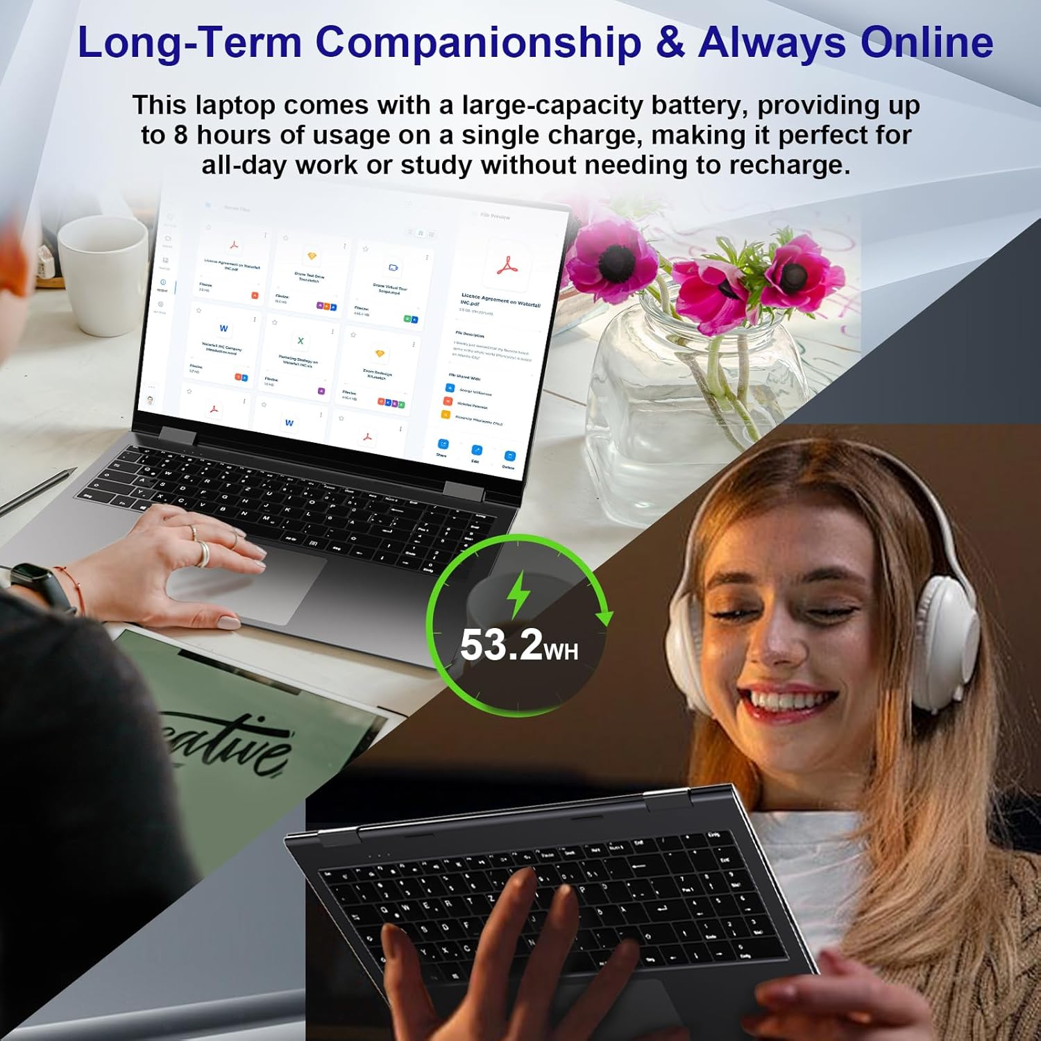 jumper 16 inch Convertible Laptop, 2 in 1 Laptop Computer with FHD 360 Degree Touchscreen, 16GB RAM 640GB Storage, Celeron N5095, Backlit Keyboard, Fingerprint Reader, 1 Year Office 365, 53.2WH