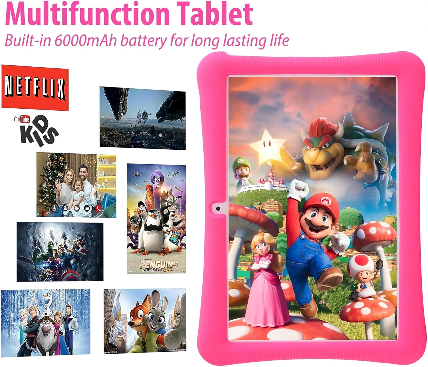 Kids Tablet, 10 inch Android 13 Tablet for Kids with Educational Games, (6+10) GB RAM 128GB ROM, Parental Control, HD IPS, GMS Certified, WiFi, EVA Shockproof Case(Blue)