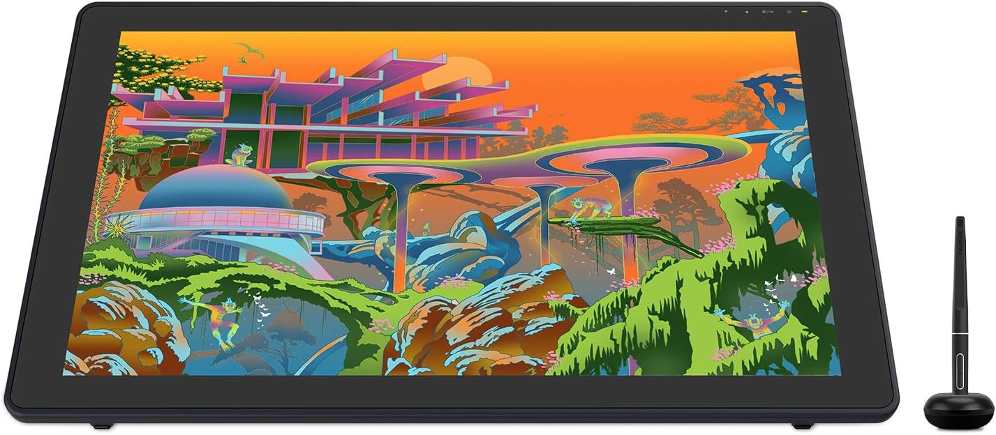 HUION Kamvas 22 Plus QLED Drawing Tablet with Full-Laminated Screen USB-C Connection 140% sRGB Tilt, 21.5 inch Graphics Art Tablet for Artist  Designer, Work with Mac, Windows, Linux  Android Black